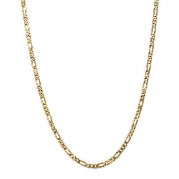 4mm, 14k Yellow Gold, Flat Figaro Chain Necklace, 24 Inch - Picture 3 of 8